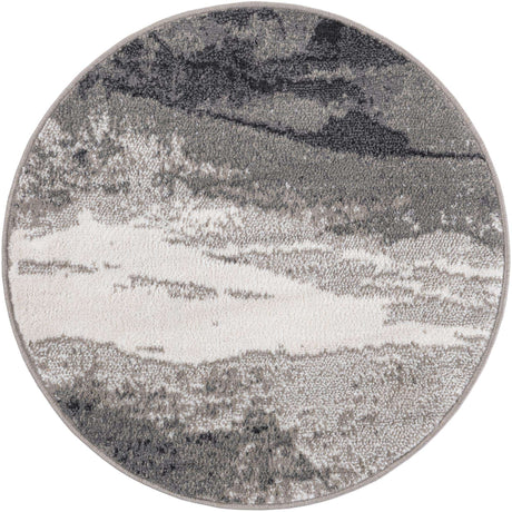 Black 3' 1 x 3' 1 Norge Round Area Rug 100% Polypropylene Easy Clean Non Shed Stain Resistant Modern Carpet for Home Interior Design for Sale at Rug Engine