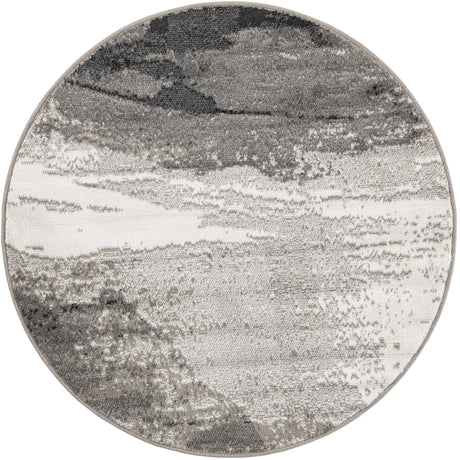 Black 4' 1 x 4' 1 Norge Round Area Rug 100% Polypropylene Easy Clean Non Shed Stain Resistant Modern Carpet for Home Interior Design for Sale at Rug Engine