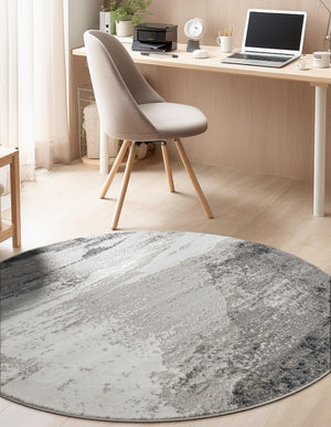 Black 7' 10 x 7' 10 Norge Round Area Rug 100% Polypropylene Easy Clean Non Shed Stain Resistant Modern Carpet for Home Interior Design for Sale at Rug Engine