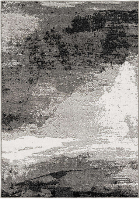 Black 5' 1 x 7' 1 Norge Rectangle Area Rug 100% Polypropylene Easy Clean Non Shed Stain Resistant Modern Carpet for Home Interior Design for Sale at Rug Engine