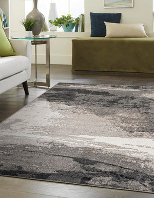 Black 5' 1 x 8' Norge Rectangle Area Rug 100% Polypropylene Easy Clean Non Shed Stain Resistant Modern Carpet for Home Interior Design for Sale at Rug Engine