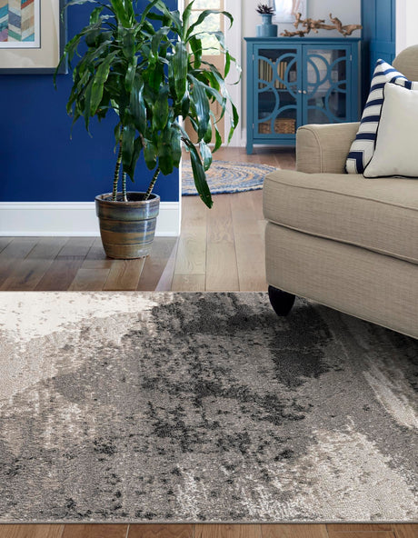 Black 5' 1 x 7' 1 Norge Rectangle Area Rug 100% Polypropylene Easy Clean Non Shed Stain Resistant Modern Carpet for Home Interior Design for Sale at Rug Engine