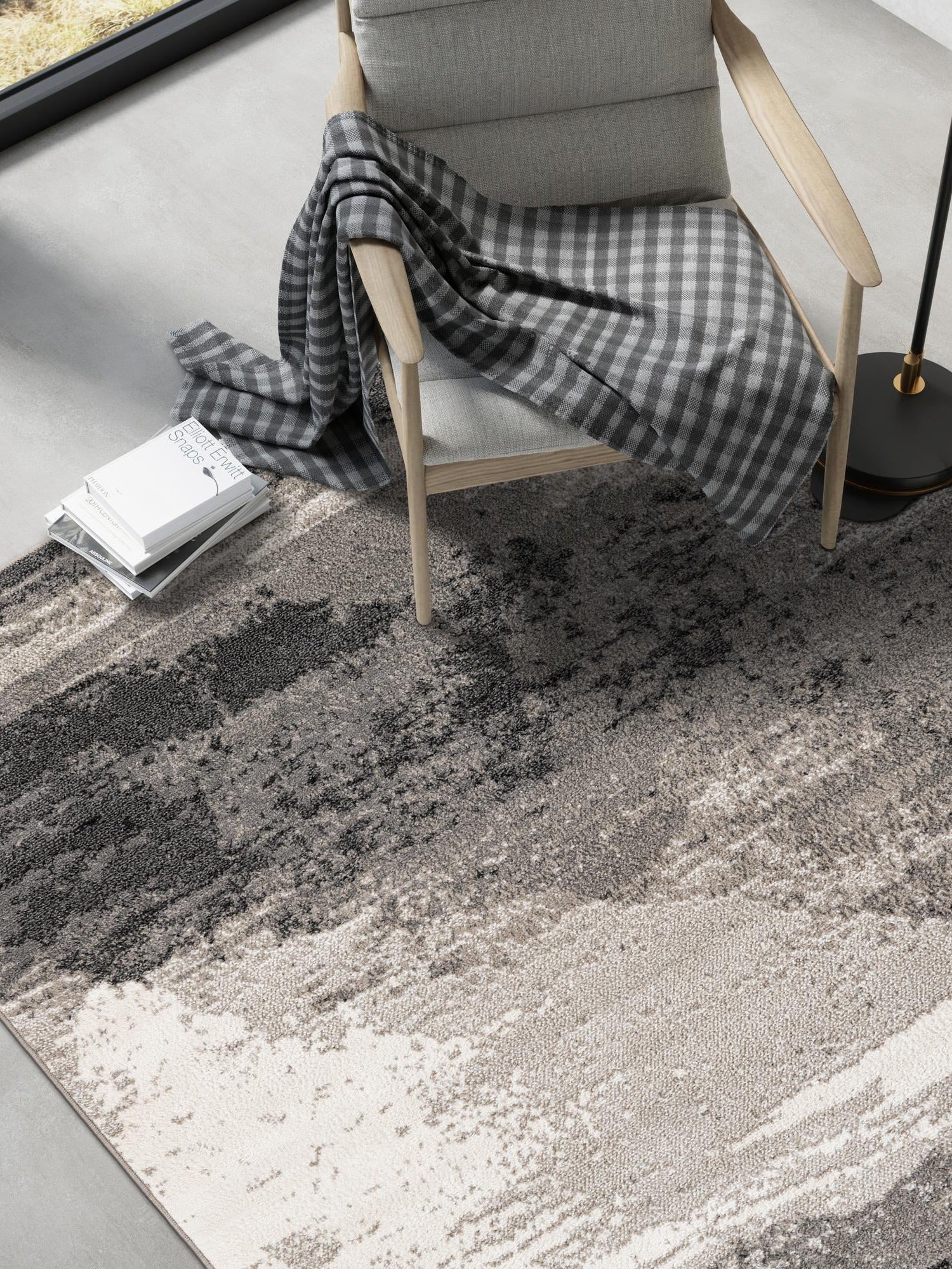 Black 4' 1 x 6' 1 Norge Rectangle Area Rug 100% Polypropylene Easy Clean Non Shed Stain Resistant Modern Carpet for Home Interior Design for Sale at Rug Engine