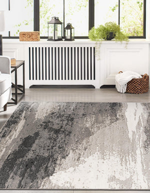 Black 9' x 12' Norge Rectangle Area Rug 100% Polypropylene Easy Clean Non Shed Stain Resistant Modern Carpet for Home Interior Design for Sale at Rug Engine