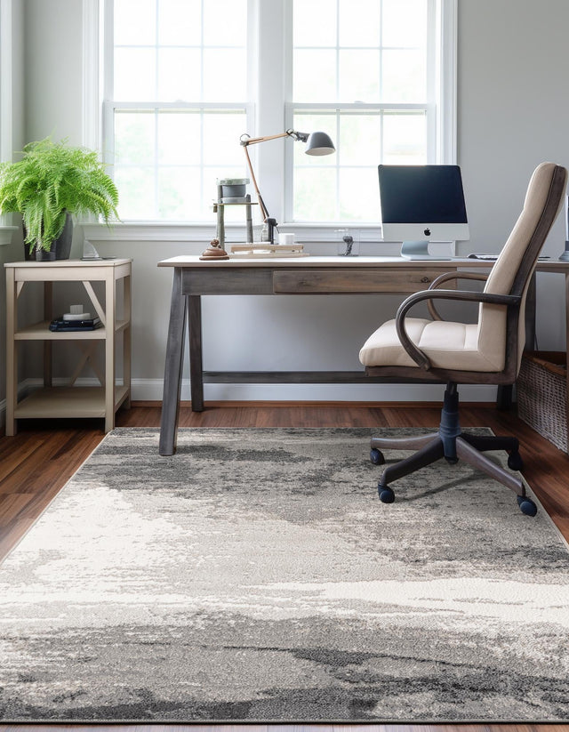 Black 5' 1 x 8' Norge Rectangle Area Rug 100% Polypropylene Easy Clean Non Shed Stain Resistant Modern Carpet for Home Interior Design for Sale at Rug Engine