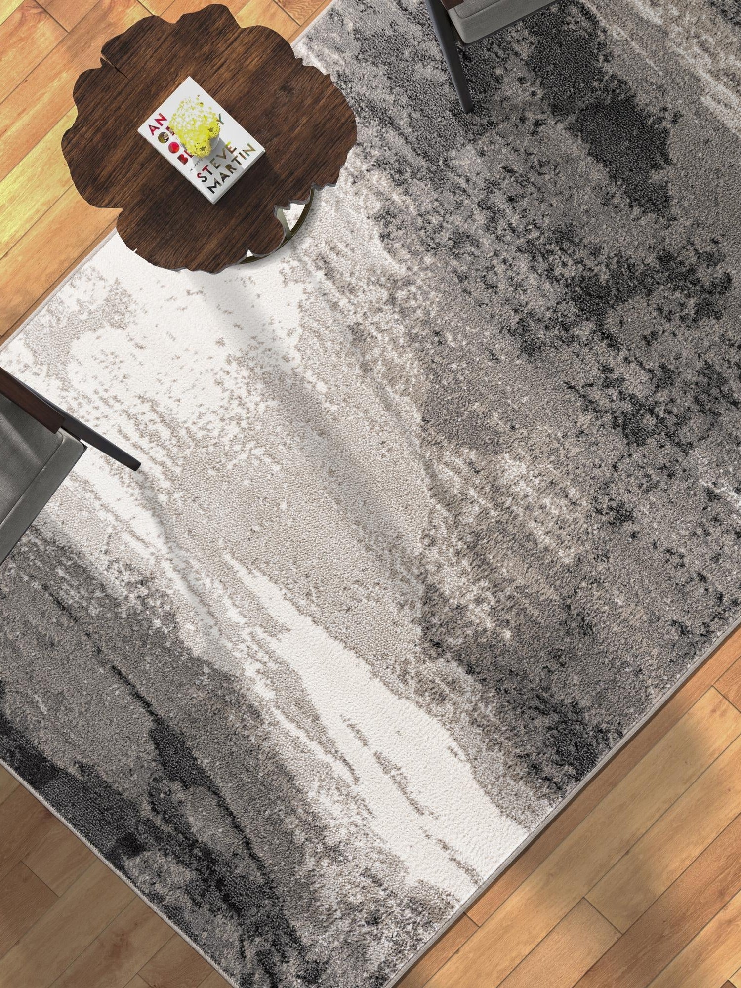 Black 5' 1 x 8' Norge Rectangle Area Rug 100% Polypropylene Easy Clean Non Shed Stain Resistant Modern Carpet for Home Interior Design for Sale at Rug Engine