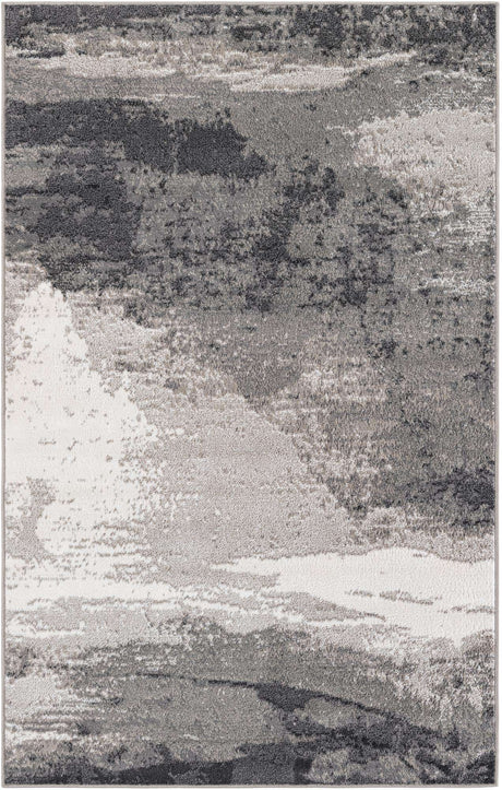 Black 5' 1 x 8' Norge Rectangle Area Rug 100% Polypropylene Easy Clean Non Shed Stain Resistant Modern Carpet for Home Interior Design for Sale at Rug Engine