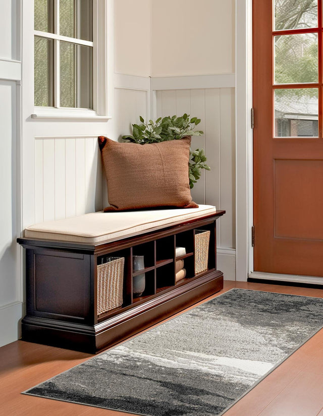 Black 2' x 8' Norge Runner Area Rug 100% Polypropylene Easy Clean Non Shed Stain Resistant Modern Carpet for Home Interior Design for Sale at Rug Engine