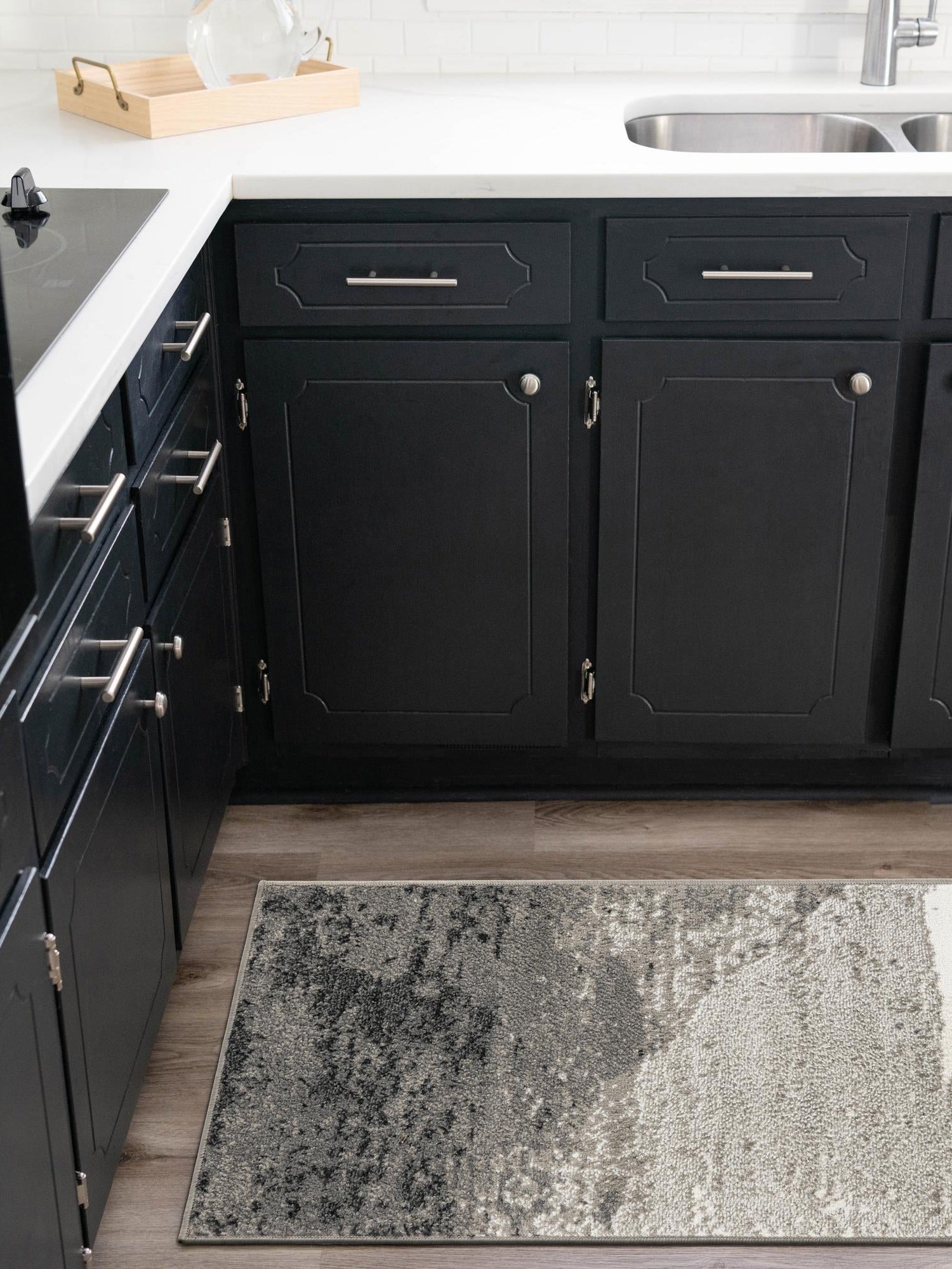 Black 2' x 6' 1 Norge Runner Area Rug 100% Polypropylene Easy Clean Non Shed Stain Resistant Modern Carpet for Home Interior Design for Sale at Rug Engine