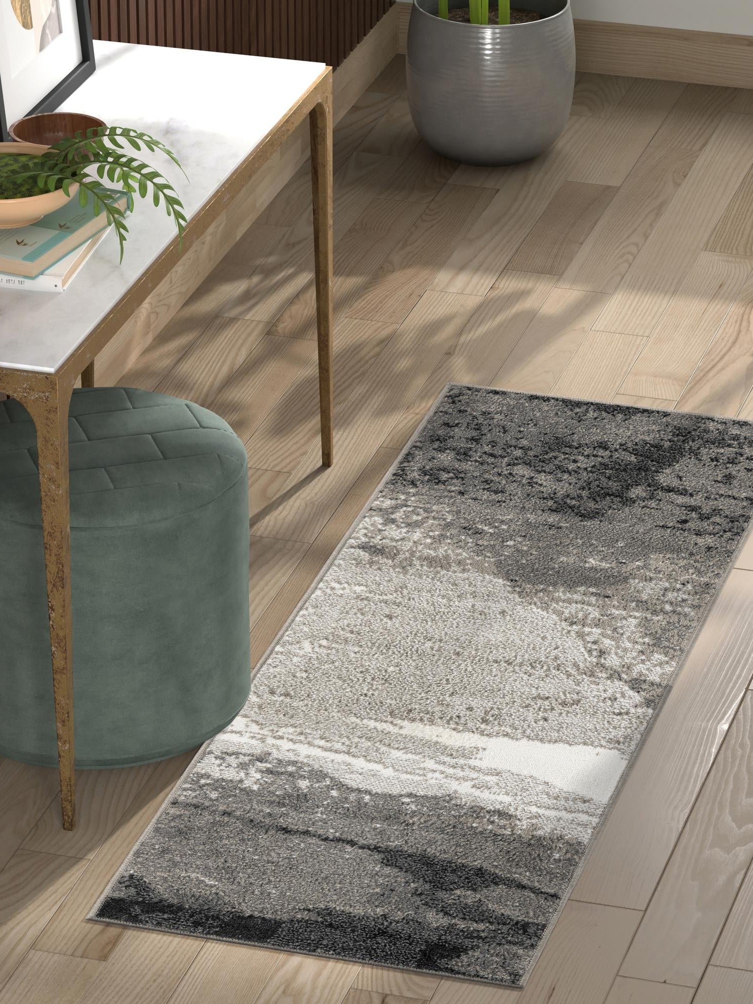 Black 2' x 6' 1 Norge Runner Area Rug 100% Polypropylene Easy Clean Non Shed Stain Resistant Modern Carpet for Home Interior Design for Sale at Rug Engine