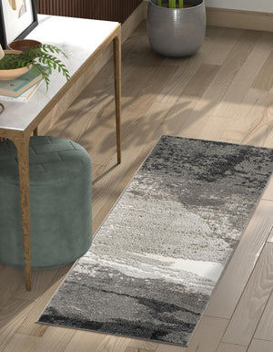 Black 2' x 6' 1 Norge Runner Area Rug 100% Polypropylene Easy Clean Non Shed Stain Resistant Modern Carpet for Home Interior Design for Sale at Rug Engine