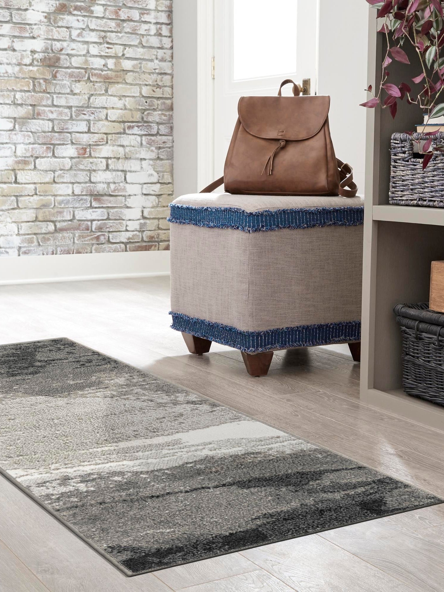 Black 2' x 6' 1 Norge Runner Area Rug 100% Polypropylene Easy Clean Non Shed Stain Resistant Modern Carpet for Home Interior Design for Sale at Rug Engine