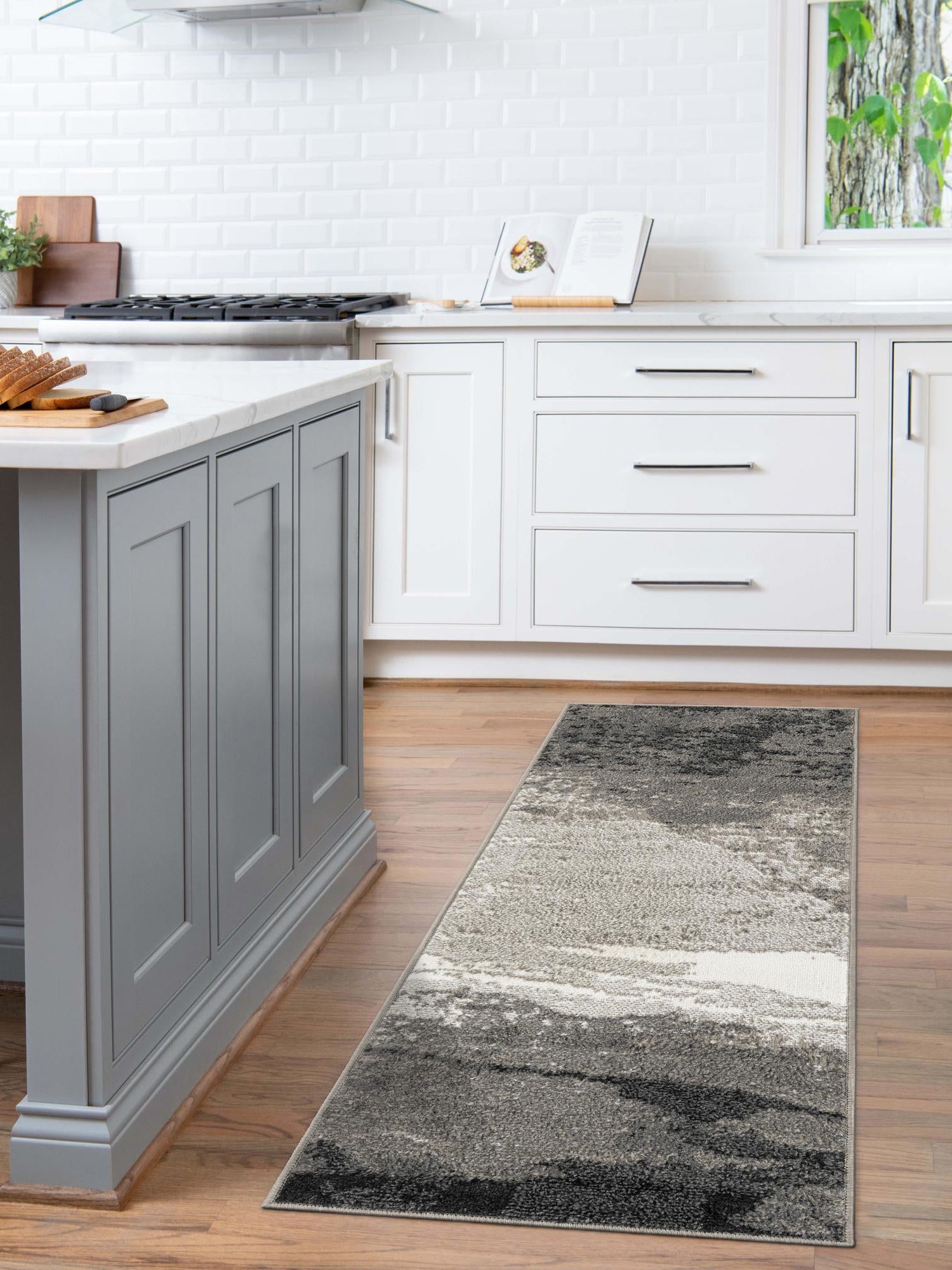 Black 2' 7 x 12' Norge Runner Area Rug 100% Polypropylene Easy Clean Non Shed Stain Resistant Modern Carpet for Home Interior Design for Sale at Rug Engine