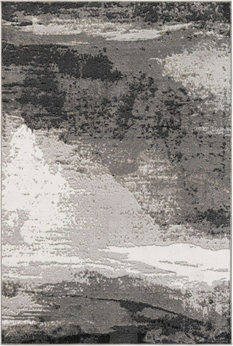 Black 6' 1 x 9' Norge Rectangle Area Rug 100% Polypropylene Easy Clean Non Shed Stain Resistant Modern Carpet for Home Interior Design for Sale at Rug Engine