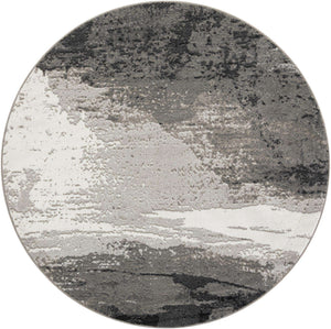 Black 7' 10 x 7' 10 Norge Round Area Rug 100% Polypropylene Easy Clean Non Shed Stain Resistant Modern Carpet for Home Interior Design for Sale at Rug Engine