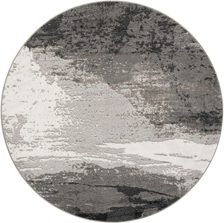 Black 7' 10 x 7' 10 Norge Round Area Rug 100% Polypropylene Easy Clean Non Shed Stain Resistant Modern Carpet for Home Interior Design for Sale at Rug Engine