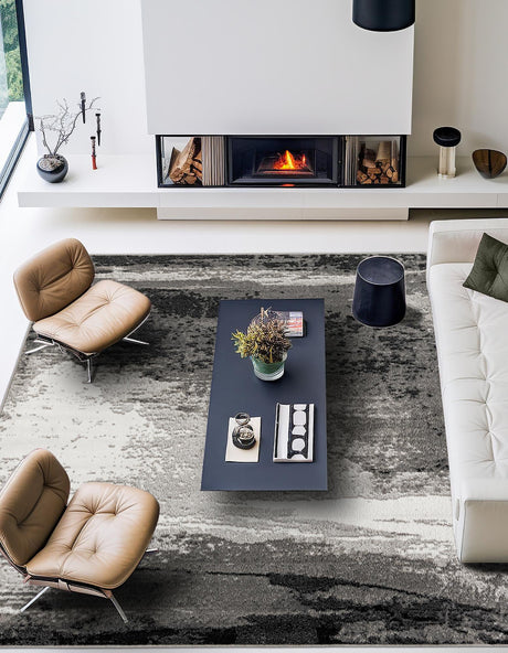 Black 10' x 10' Norge Square Area Rug 100% Polypropylene Easy Clean Non Shed Stain Resistant Modern Carpet for Home Interior Design for Sale at Rug Engine