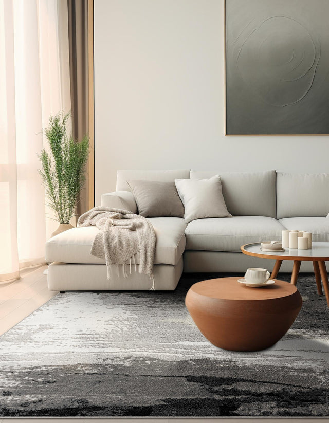 Black 10' x 10' Norge Square Area Rug 100% Polypropylene Easy Clean Non Shed Stain Resistant Modern Carpet for Home Interior Design for Sale at Rug Engine