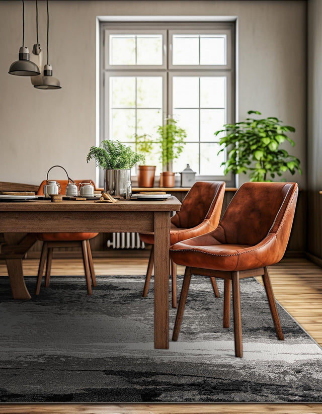 Black 10' x 10' Norge Square Area Rug 100% Polypropylene Easy Clean Non Shed Stain Resistant Modern Carpet for Home Interior Design for Sale at Rug Engine