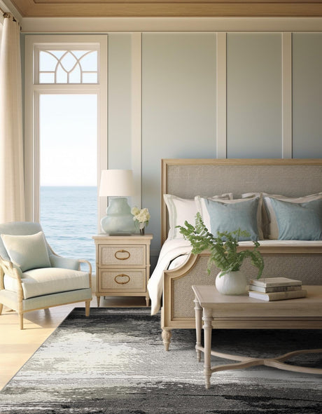 Black 10' x 10' Norge Square Area Rug 100% Polypropylene Easy Clean Non Shed Stain Resistant Modern Carpet for Home Interior Design for Sale at Rug Engine