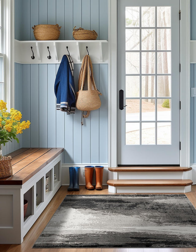 Black 10' x 10' Norge Square Area Rug 100% Polypropylene Easy Clean Non Shed Stain Resistant Modern Carpet for Home Interior Design for Sale at Rug Engine