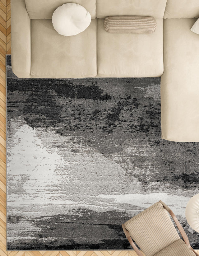 Black 10' x 10' Norge Square Area Rug 100% Polypropylene Easy Clean Non Shed Stain Resistant Modern Carpet for Home Interior Design for Sale at Rug Engine