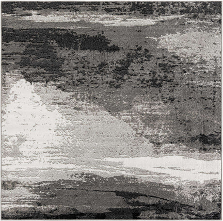 Black 7' 10 x 7' 10 Norge Square Area Rug 100% Polypropylene Easy Clean Non Shed Stain Resistant Modern Carpet for Home Interior Design for Sale at Rug Engine