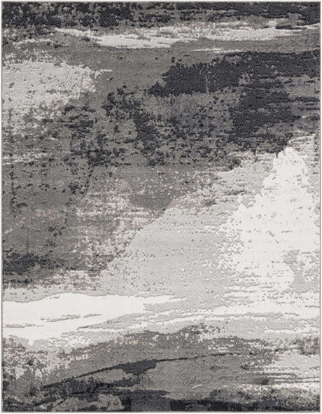 Black 7' 10 x 10' Norge Rectangle Area Rug 100% Polypropylene Easy Clean Non Shed Stain Resistant Modern Carpet for Home Interior Design for Sale at Rug Engine