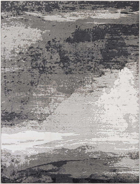 Black 9' x 12' Norge Rectangle Area Rug 100% Polypropylene Easy Clean Non Shed Stain Resistant Modern Carpet for Home Interior Design for Sale at Rug Engine