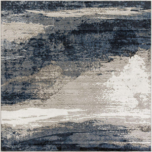 Blue 10' x 10' Norge Square Area Rug 100% Polypropylene Easy Clean Non Shed Stain Resistant Modern Carpet for Home Interior Design for Sale at Rug Engine