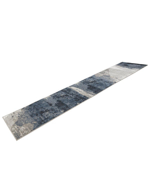Blue 2' 7 x 12' Norge Runner Area Rug 100% Polypropylene Easy Clean Non Shed Stain Resistant Modern Carpet for Home Interior Design for Sale at Rug Engine