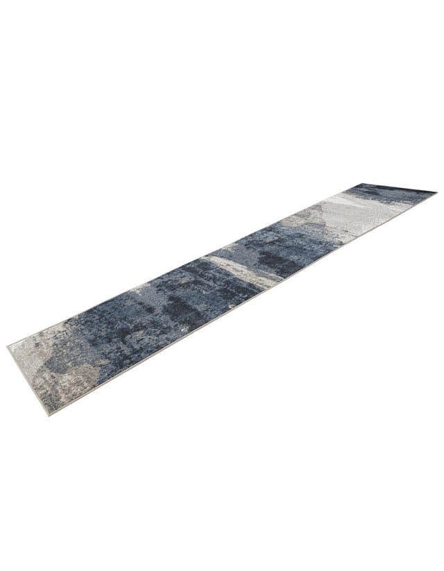 Blue 2' 7 x 12' Norge Runner Area Rug 100% Polypropylene Easy Clean Non Shed Stain Resistant Modern Carpet for Home Interior Design for Sale at Rug Engine