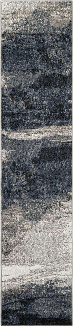 Blue 2' 7 x 12' Norge Runner Area Rug 100% Polypropylene Easy Clean Non Shed Stain Resistant Modern Carpet for Home Interior Design for Sale at Rug Engine