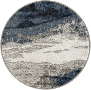 Blue 3' 1 x 3' 1 Norge Round Area Rug 100% Polypropylene Easy Clean Non Shed Stain Resistant Modern Carpet for Home Interior Design for Sale at Rug Engine