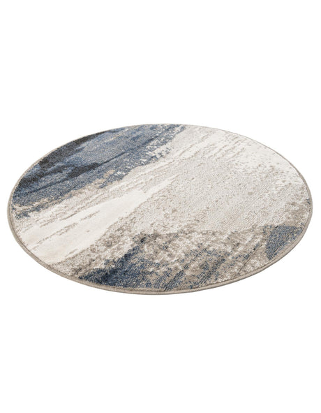 Blue 4' 1 x 4' 1 Norge Round Area Rug 100% Polypropylene Easy Clean Non Shed Stain Resistant Modern Carpet for Home Interior Design for Sale at Rug Engine
