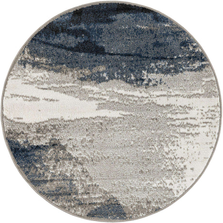 Blue 4' 1 x 4' 1 Norge Round Area Rug 100% Polypropylene Easy Clean Non Shed Stain Resistant Modern Carpet for Home Interior Design for Sale at Rug Engine
