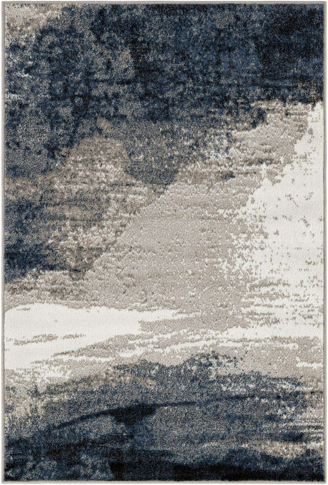 Blue 4' 1 x 6' 1 Norge Rectangle Area Rug 100% Polypropylene Easy Clean Non Shed Stain Resistant Modern Carpet for Home Interior Design for Sale at Rug Engine