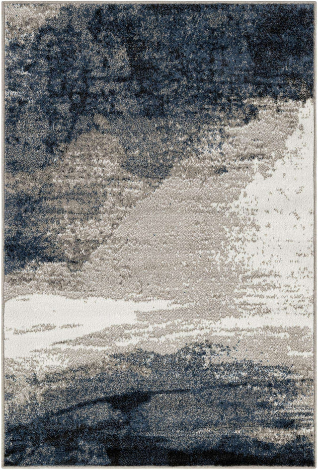 Blue 4' 1 x 6' 1 Norge Rectangle Area Rug 100% Polypropylene Easy Clean Non Shed Stain Resistant Modern Carpet for Home Interior Design for Sale at Rug Engine