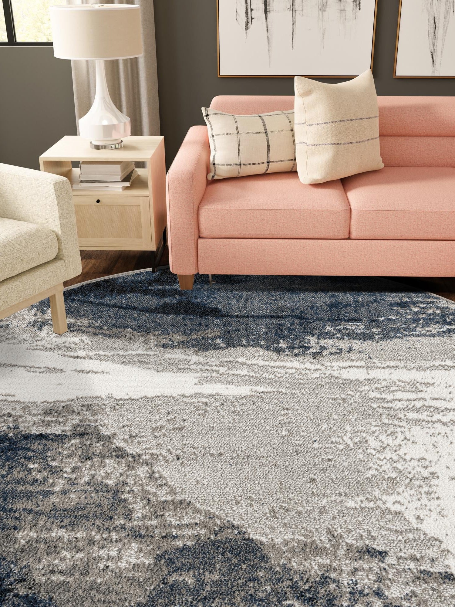 Blue 3' 1 x 3' 1 Norge Round Area Rug 100% Polypropylene Easy Clean Non Shed Stain Resistant Modern Carpet for Home Interior Design for Sale at Rug Engine