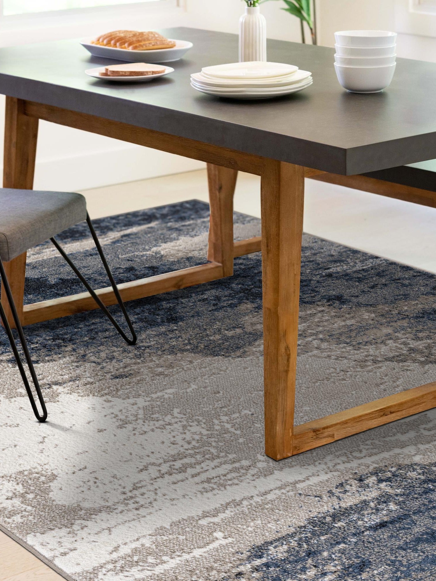 Blue 7' 10 x 10' Norge Rectangle Area Rug 100% Polypropylene Easy Clean Non Shed Stain Resistant Modern Carpet for Home Interior Design for Sale at Rug Engine
