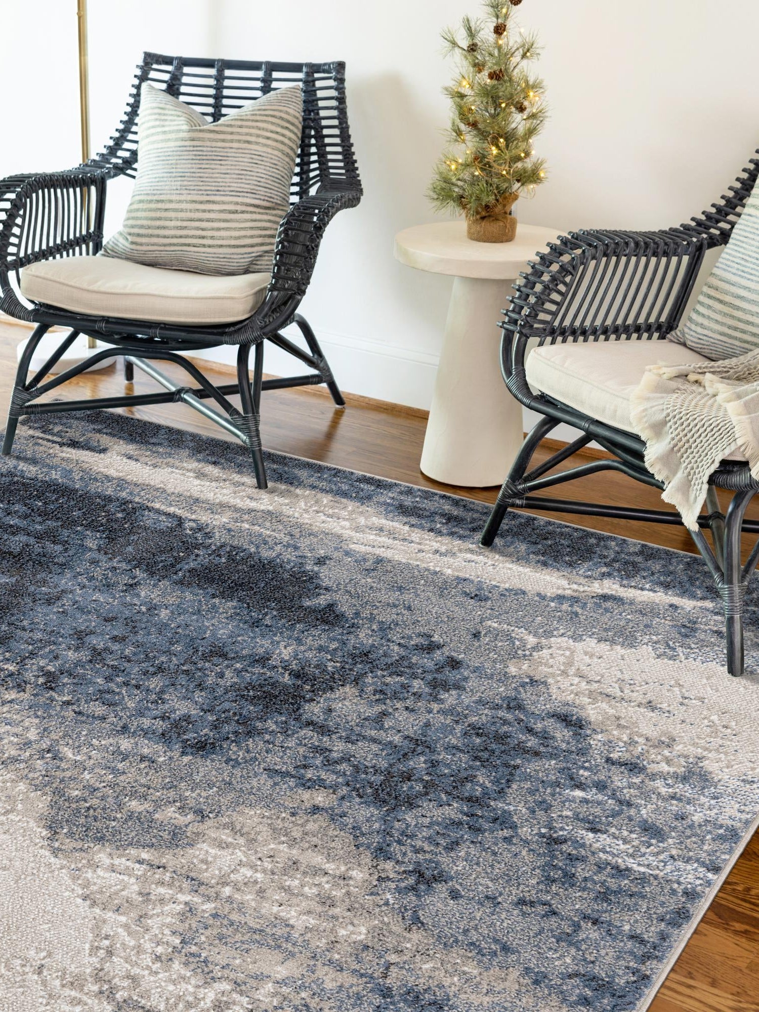 Blue 6' 1 x 9' Norge Rectangle Area Rug 100% Polypropylene Easy Clean Non Shed Stain Resistant Modern Carpet for Home Interior Design for Sale at Rug Engine