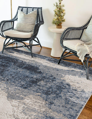 Blue 6' 1 x 9' Norge Rectangle Area Rug 100% Polypropylene Easy Clean Non Shed Stain Resistant Modern Carpet for Home Interior Design for Sale at Rug Engine