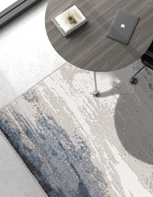 Blue 5' 1 x 7' 1 Norge Rectangle Area Rug 100% Polypropylene Easy Clean Non Shed Stain Resistant Modern Carpet for Home Interior Design for Sale at Rug Engine