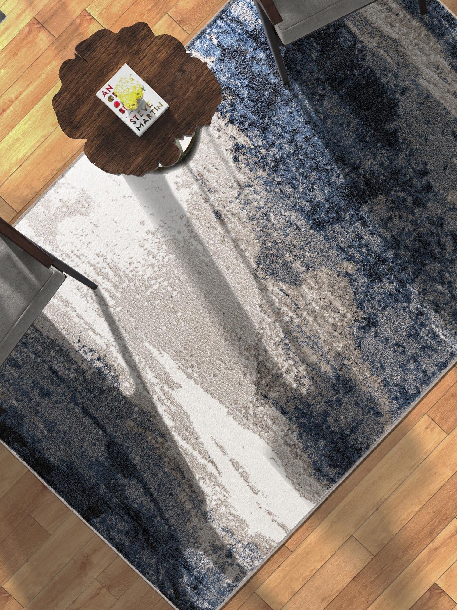 Blue 6' 1 x 9' Norge Rectangle Area Rug 100% Polypropylene Easy Clean Non Shed Stain Resistant Modern Carpet for Home Interior Design for Sale at Rug Engine