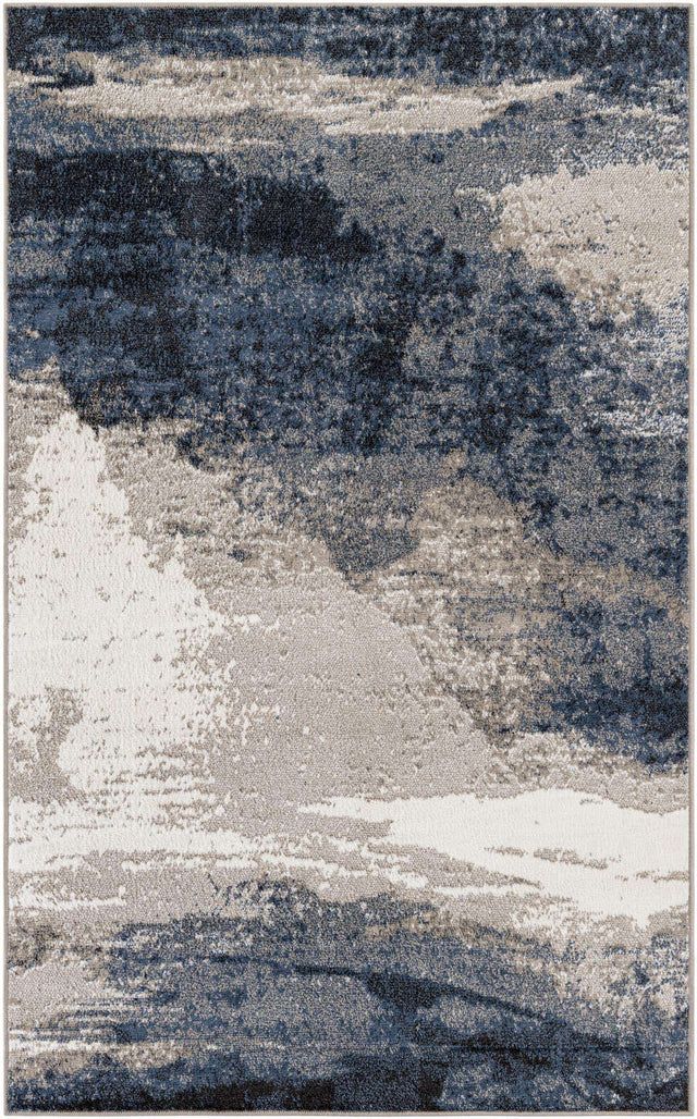 Blue 5' 1 x 8' Norge Rectangle Area Rug 100% Polypropylene Easy Clean Non Shed Stain Resistant Modern Carpet for Home Interior Design for Sale at Rug Engine
