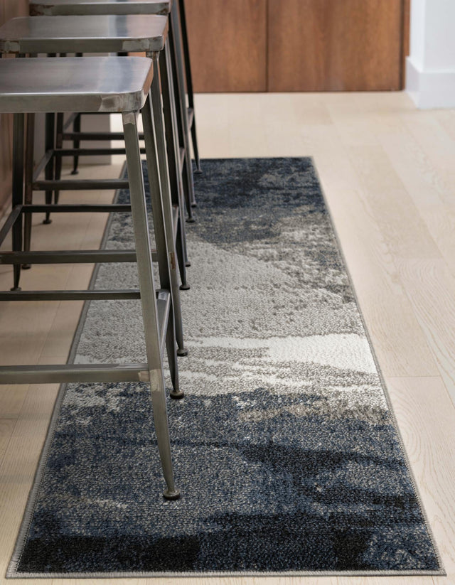 Blue 2' x 6' 1 Norge Runner Area Rug 100% Polypropylene Easy Clean Non Shed Stain Resistant Modern Carpet for Home Interior Design for Sale at Rug Engine