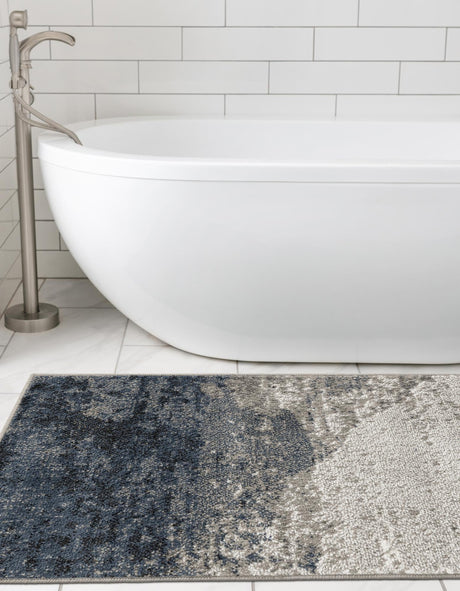 Blue 2' 7 x 12' Norge Runner Area Rug 100% Polypropylene Easy Clean Non Shed Stain Resistant Modern Carpet for Home Interior Design for Sale at Rug Engine