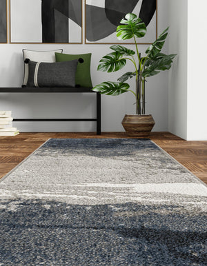 Blue 2' x 6' 1 Norge Runner Area Rug 100% Polypropylene Easy Clean Non Shed Stain Resistant Modern Carpet for Home Interior Design for Sale at Rug Engine