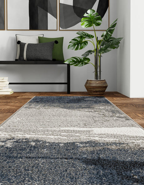 Blue 2' x 8' Norge Runner Area Rug 100% Polypropylene Easy Clean Non Shed Stain Resistant Modern Carpet for Home Interior Design for Sale at Rug Engine