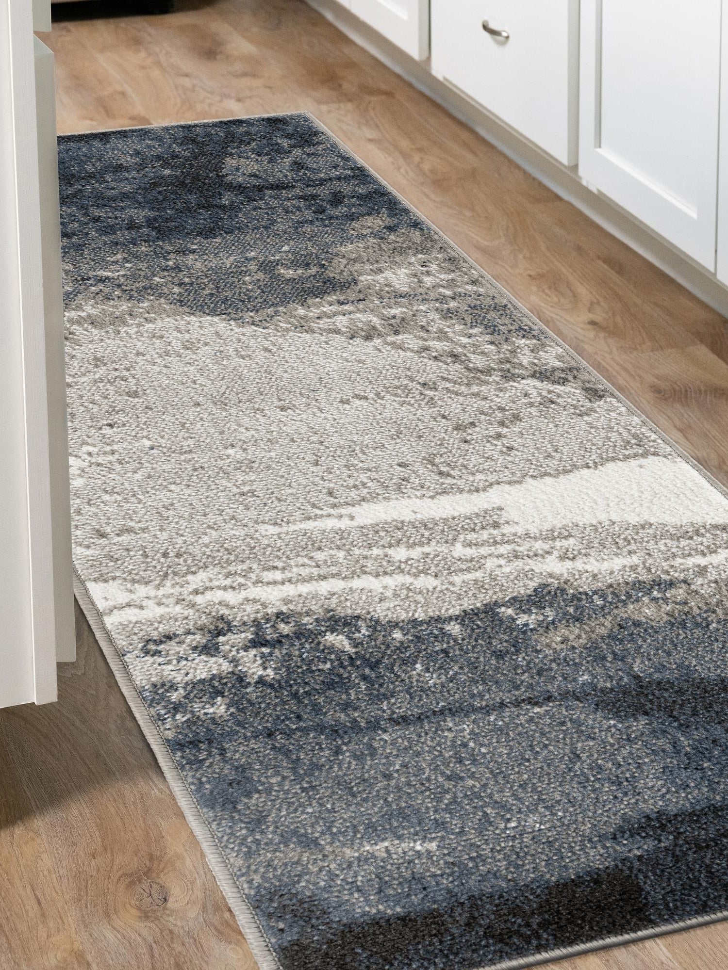 Blue 2' 7 x 10' Norge Runner Area Rug 100% Polypropylene Easy Clean Non Shed Stain Resistant Modern Carpet for Home Interior Design for Sale at Rug Engine